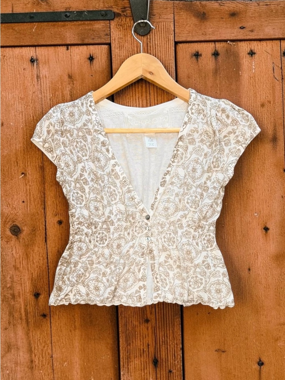 Nick And Mo Cottagecore Short Sleeve V-Neck Blouse Size Small